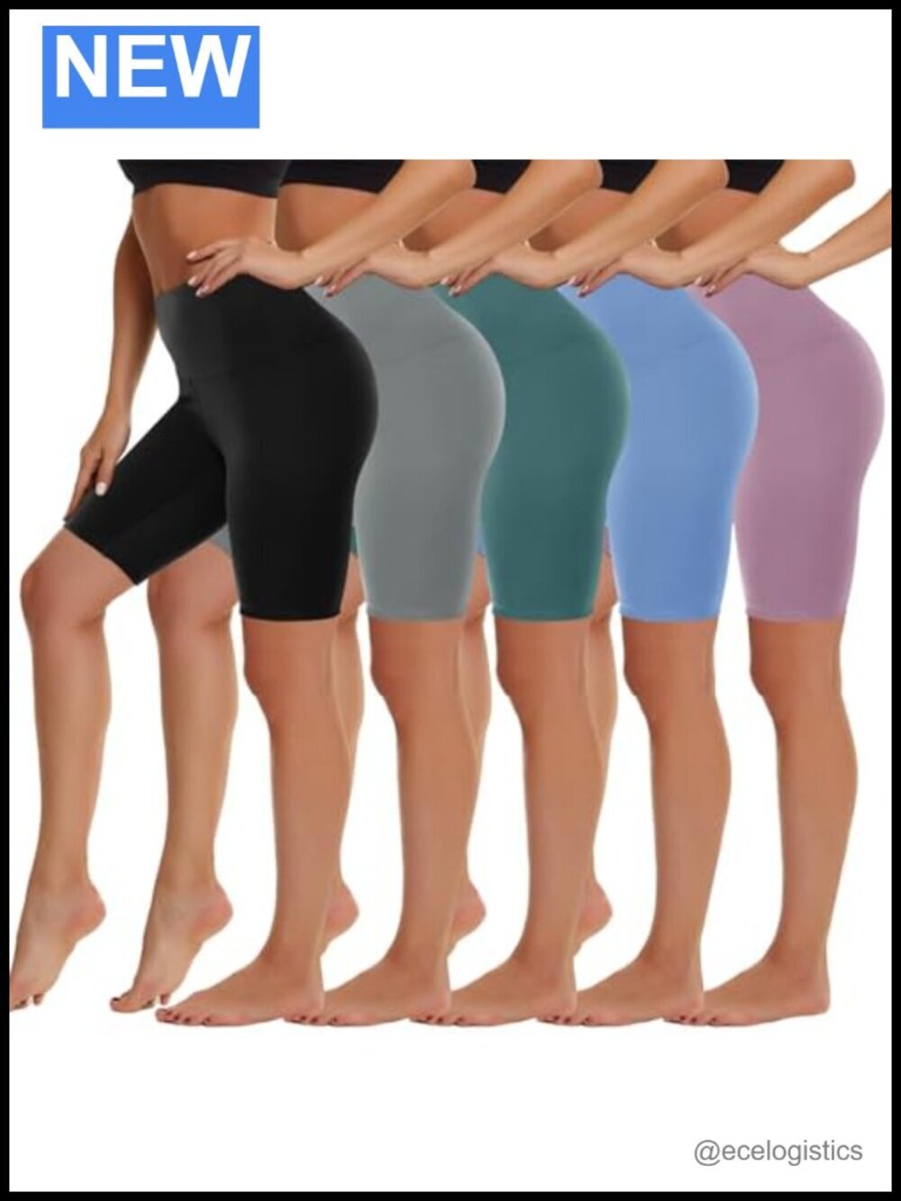 5 Pack Biker Shorts for Women - High Waist Spandex Workout Yoga Running Athletic